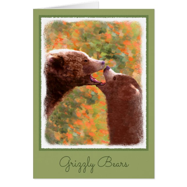 Grizzly Bear Mom and Cub Painting - Wildlife Art (Front)