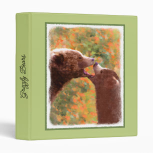 Grizzly Bear Mom and Cub Painting Wildlife Art 3 Ring Binder