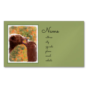 Grizzly Bear Mom and Cub Painting - Wildlife Art Business Card Magnet