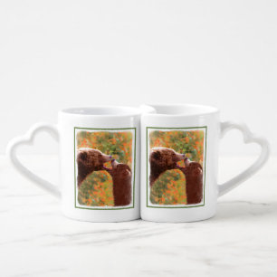 Grizzly Bear Mom and Cub Painting - Wildlife Art Coffee Mug Set