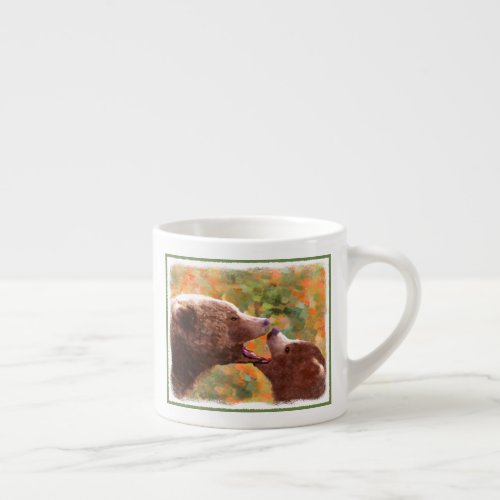 Grizzly Bear Mom and Cub Painting _ Wildlife Art Espresso Cup