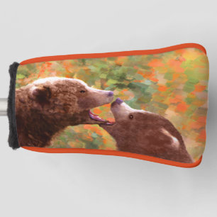 Grizzly Bear Mom and Cub Painting - Wildlife Art Golf Head Cover