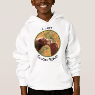 Grizzly Bear Mom and Cub Painting - Wildlife Art Hoodie