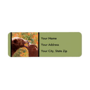 Grizzly Bear Mom and Cub Painting - Wildlife Art Label
