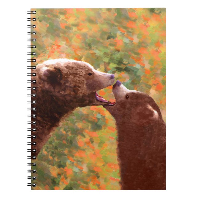 Grizzly Bear Mom and Cub Painting - Wildlife Art Notebook (Front)