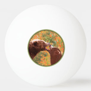 Grizzly Bear Mom and Cub Painting - Wildlife Art Ping Pong Ball