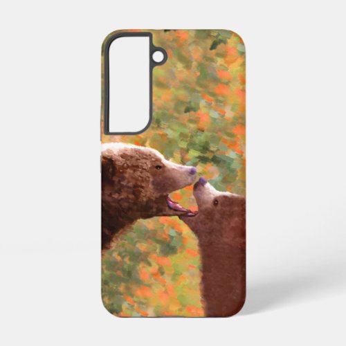Grizzly Bear Mom and Cub Painting _ Wildlife Art Samsung Galaxy S22 Case