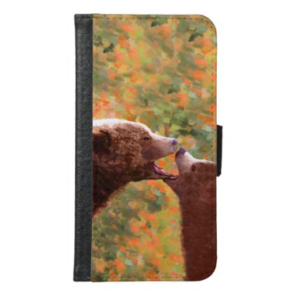 Grizzly Bear Mom and Cub Painting - Wildlife Art Samsung Galaxy S6 Wallet Case