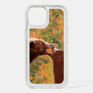 Grizzly Bear Mom and Cub Painting Wildlife Art iPhone 15 Case