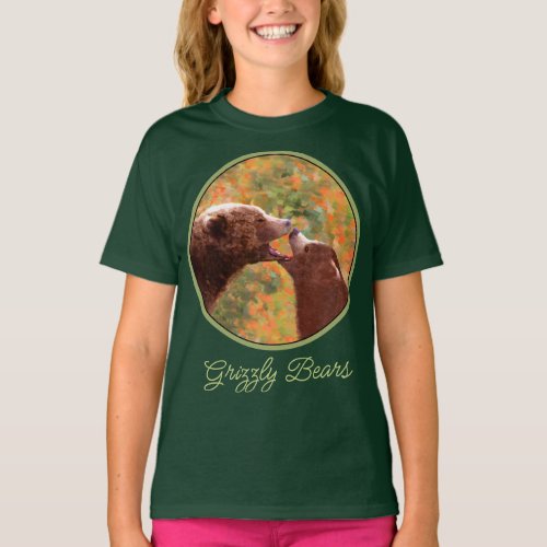 Grizzly Bear Mom and Cub Painting Wildlife Art T_S T_Shirt