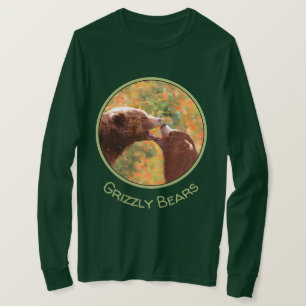 Grizzly Bear Mom and Cub Painting - Wildlife Art T-Shirt
