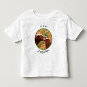 Grizzly Bear Mom and Cub Painting Wildlife Art Tod Toddler T-shirt