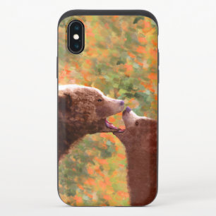 Grizzly Bear Mom and Cub Painting Wildlife Art iPhone X Slider Case