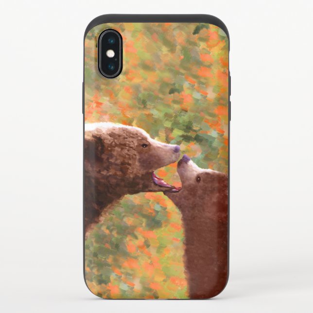 Grizzly Bear Mom and Cub Painting Wildlife Art Uncommon iPhone Case (Back)