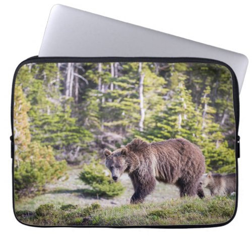 Grizzly Bear Mom Cub Montana Laptop Sleeve