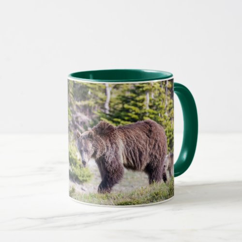 Grizzly Bear Mom Cub Montana Mug