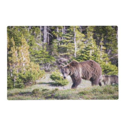 Grizzly Bear Mom Cub Montana Placemat