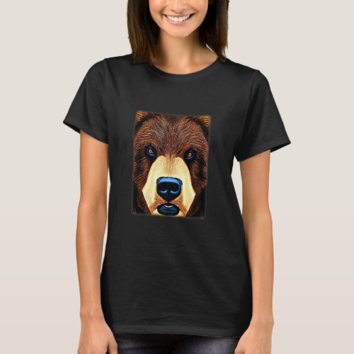 Grizzly bear motif animal graphic imprint design w T_Shirt