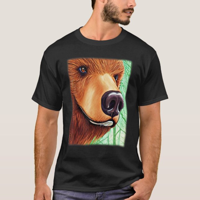 Grizzly bear motif animal graphic imprint with bea T-Shirt (Front)