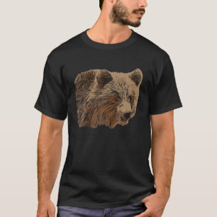 Grizzly Bear Motif Imprint Art Print Bear Predator T-Shirt