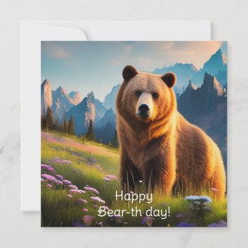 Grizzly Bear On Mountainside Birthday by minx267 at Zazzle