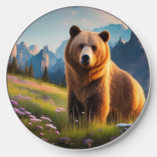 Grizzly Bear on mountainside   Wireless Charger (Front)