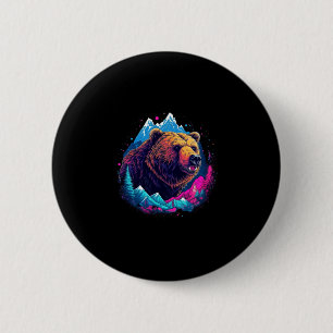 Grizzly bear outdoor nature alaska hunting hiking button