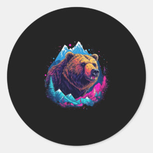 Grizzly bear outdoor nature alaska hunting hiking classic round sticker