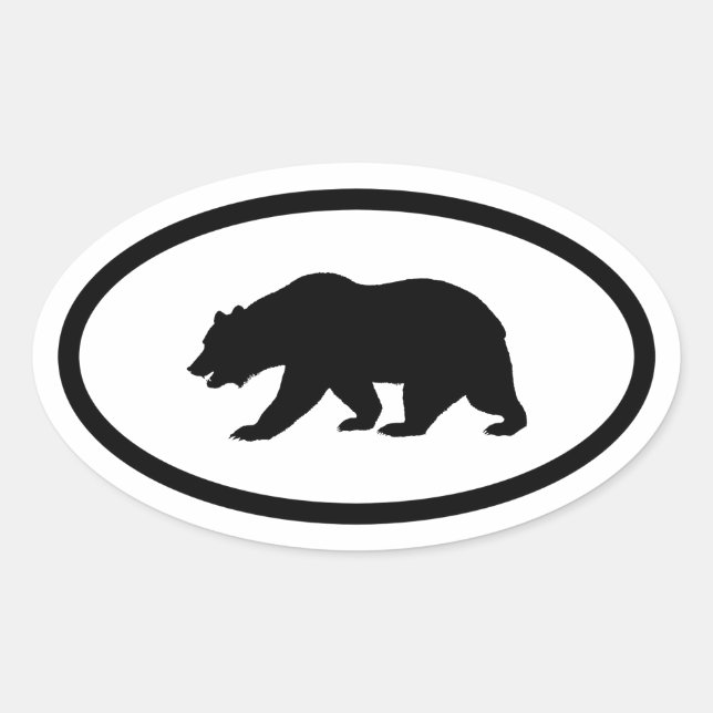 Grizzly Bear Oval Sticker (Front)