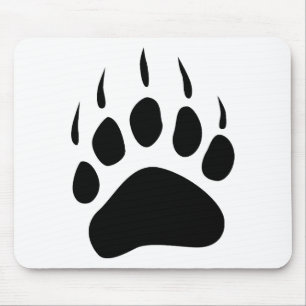 Grizzly Bear Paw Black Silhouette Mousepad