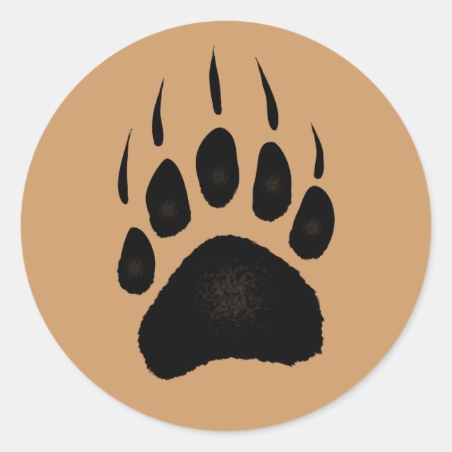 Grizzly Bear Pawprint Classic Round Sticker (Front)