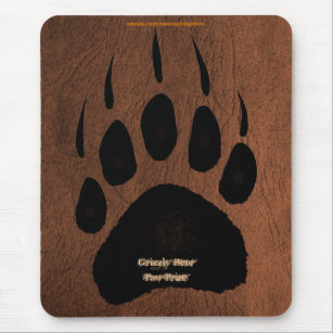 Grizzly Bear Pawprint on Faux Leather Mousepad