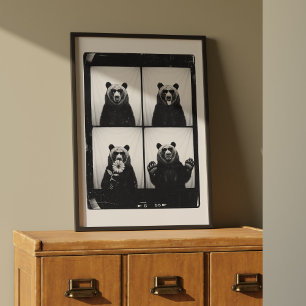 Grizzly Bear Photobooth Trendy Wall Art Poster