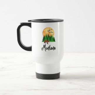 Grizzly Bear Pine Trees Montana. outdoorsmen, Travel Mug