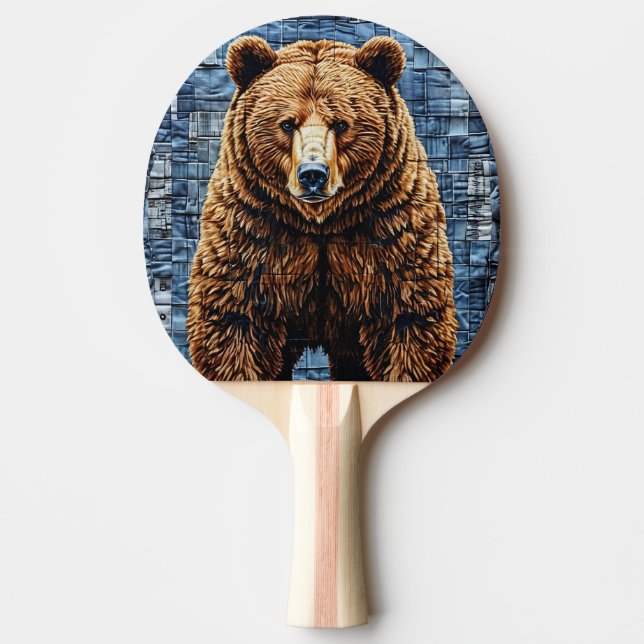 Grizzly bear ping pong paddle (Front)