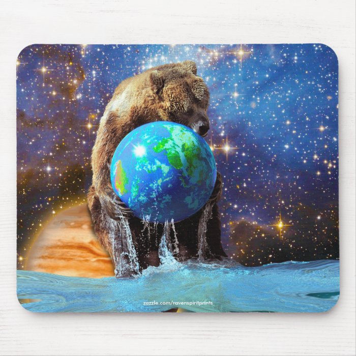 Grizzly Bear & Planet Earth Fantasy Mousepad