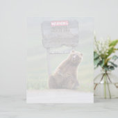 Grizzly Bear Plays With Sign (Standing Front)