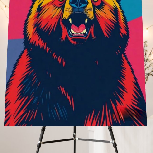 Grizzly Bear Pop Art  Foam Board (In Situ (Stand))