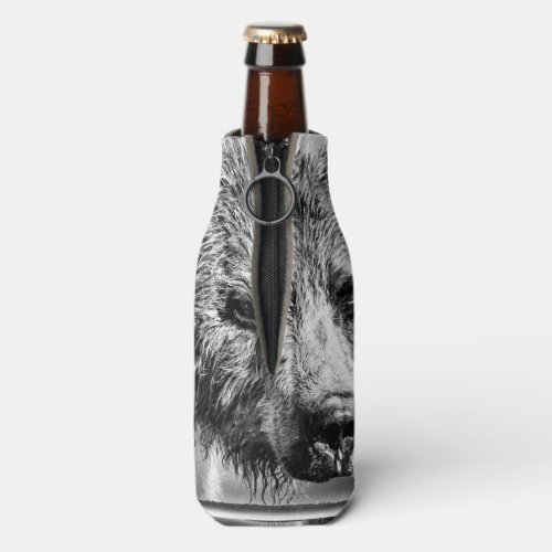 Grizzly bear portrait bottle cooler
