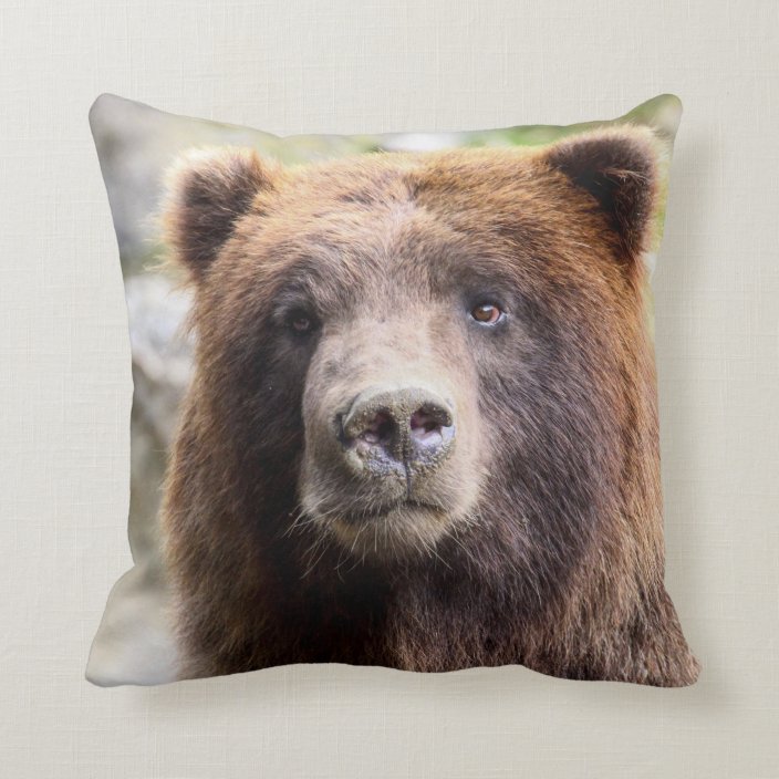 Grizzly Bear Portrait Close Up Throw Pillow | Zazzle.com