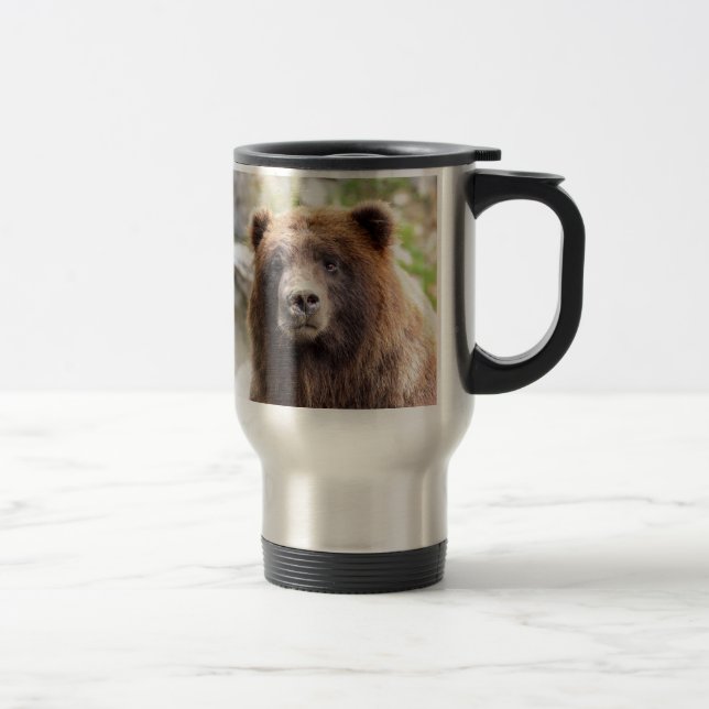 Grizzly Bear Portrait Close Up Travel Mug (Right)