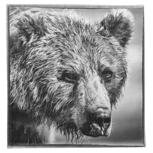 Grizzly bear portrait cloth napkin (Front)