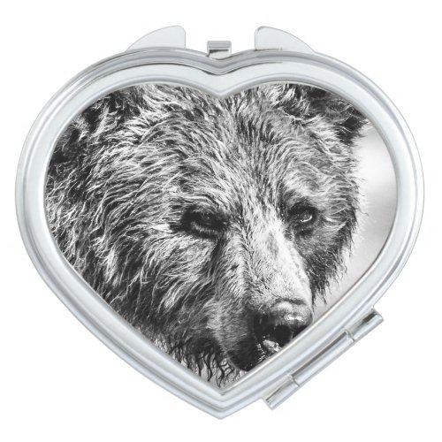 Grizzly bear portrait compact mirror