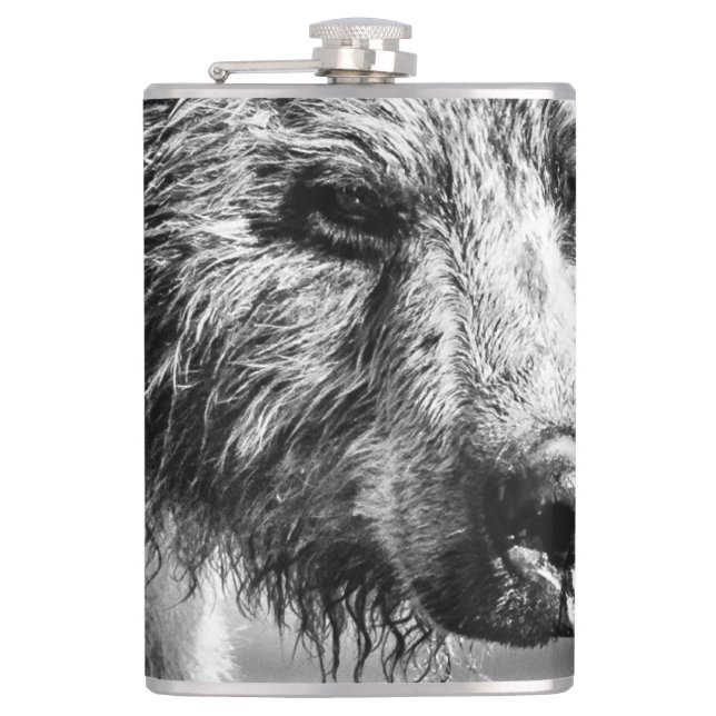Grizzly bear portrait flask (Front)