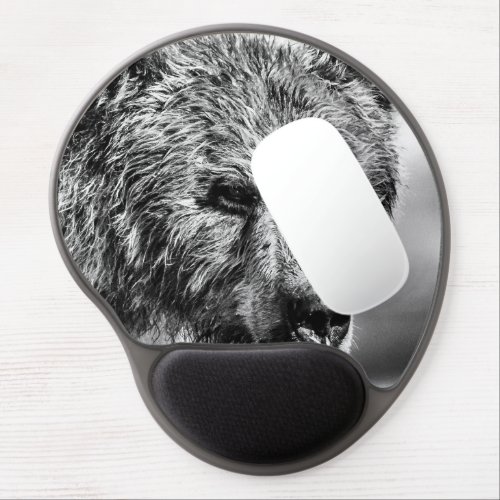 Grizzly bear portrait gel mouse pad
