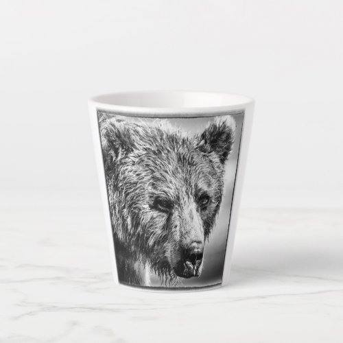 Grizzly bear portrait latte mug