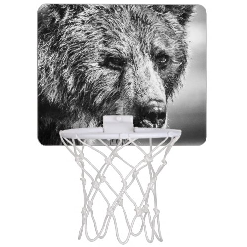 Grizzly bear portrait mini basketball hoop