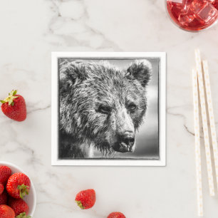 Grizzly bear portrait napkins