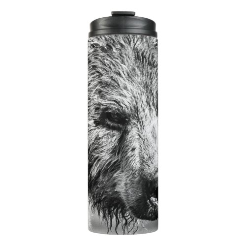 Grizzly bear portrait thermal tumbler