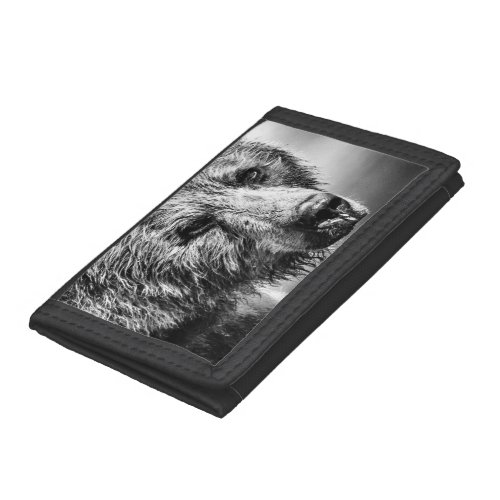 Grizzly bear portrait trifold wallet